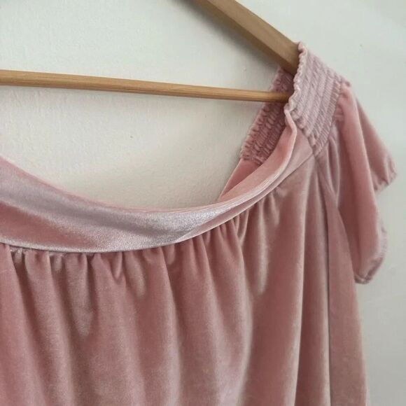 Hinge Off the Shoulder Pink Velvet Romantic Top Size Medium Nordstrom - Picture 3 of 6